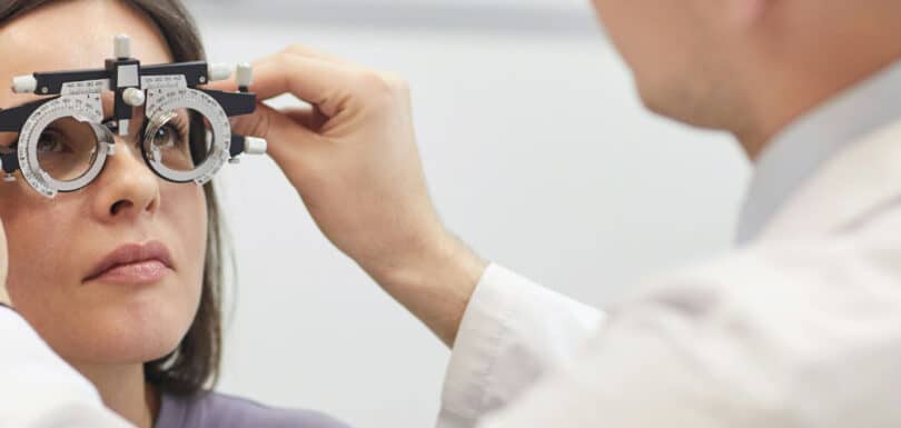 Urgent care eye doctor performing emergency eye examination Odessa Texas