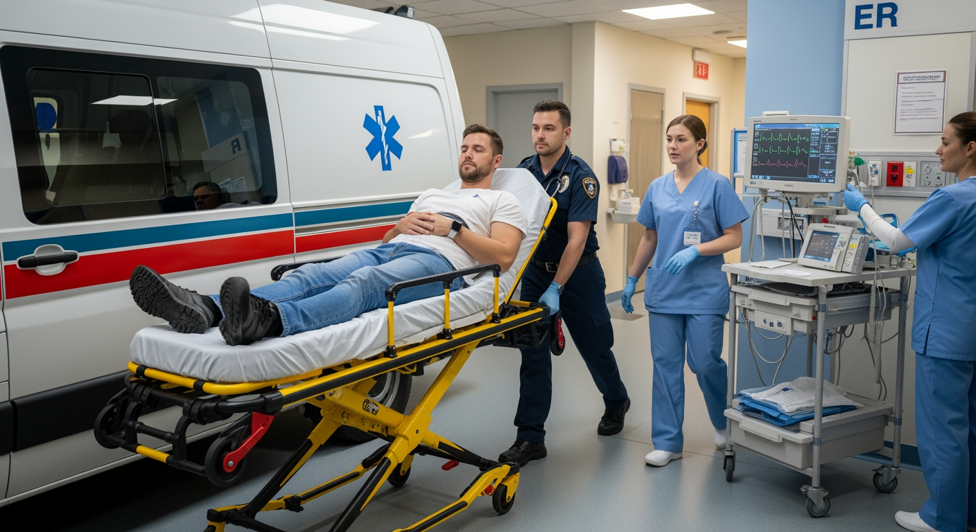 Emergency physician performing cardiac assessment at Priority ER