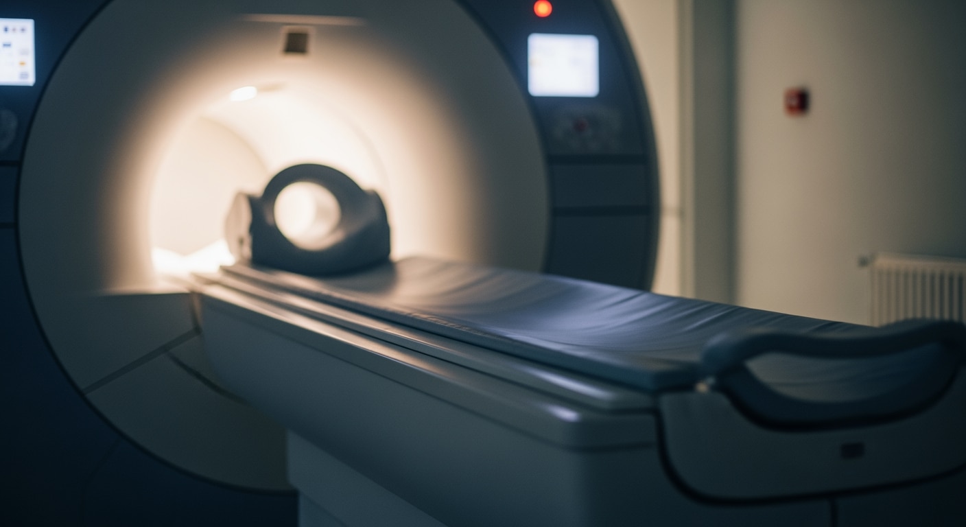 Certified MRI technologist performing emergency brain scan at Priority ER