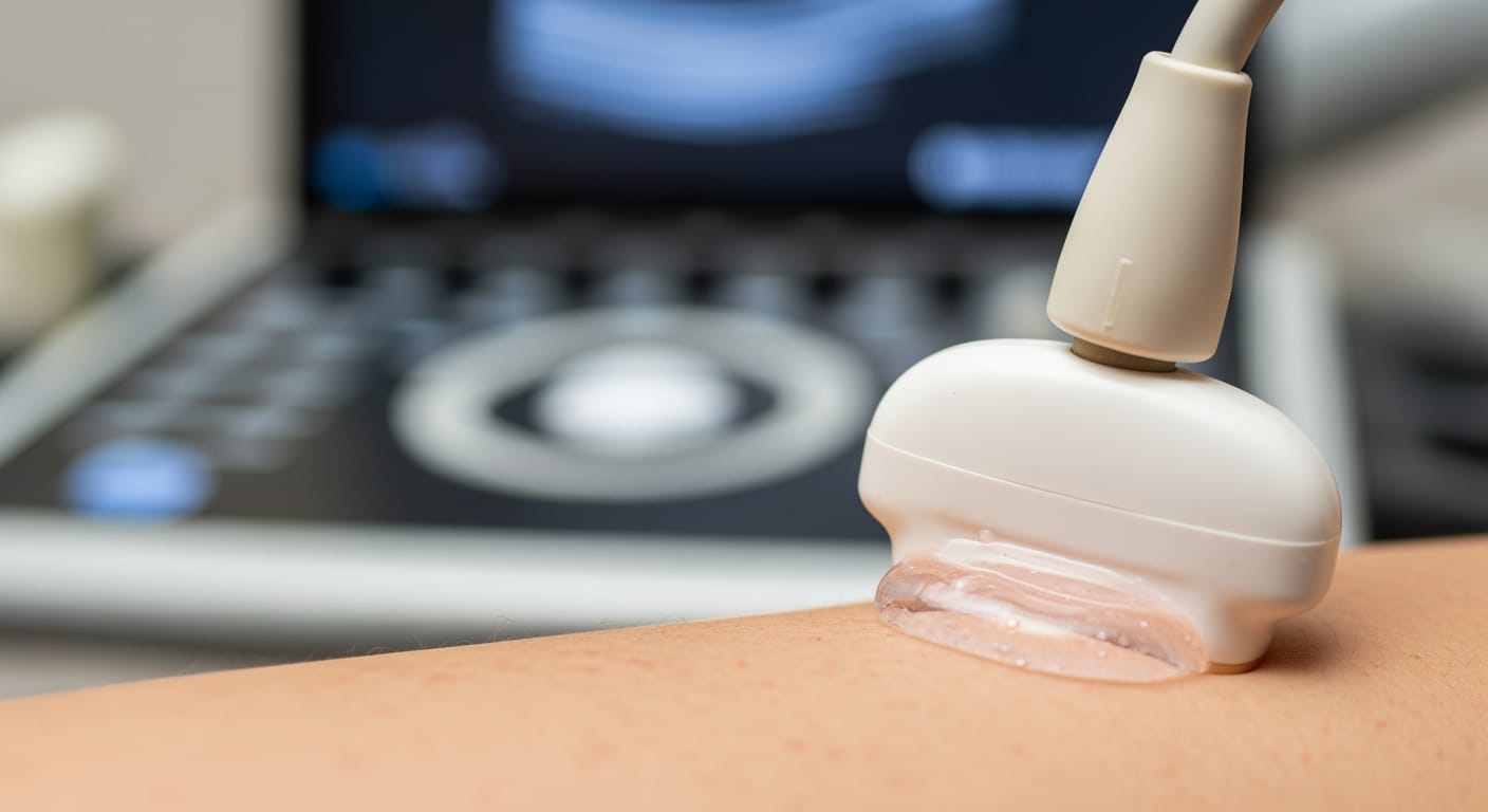 Emergency physician performing bedside ultrasound examination