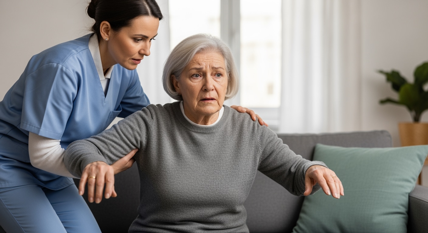 Emergency physician performing neurological examination for dizziness patient