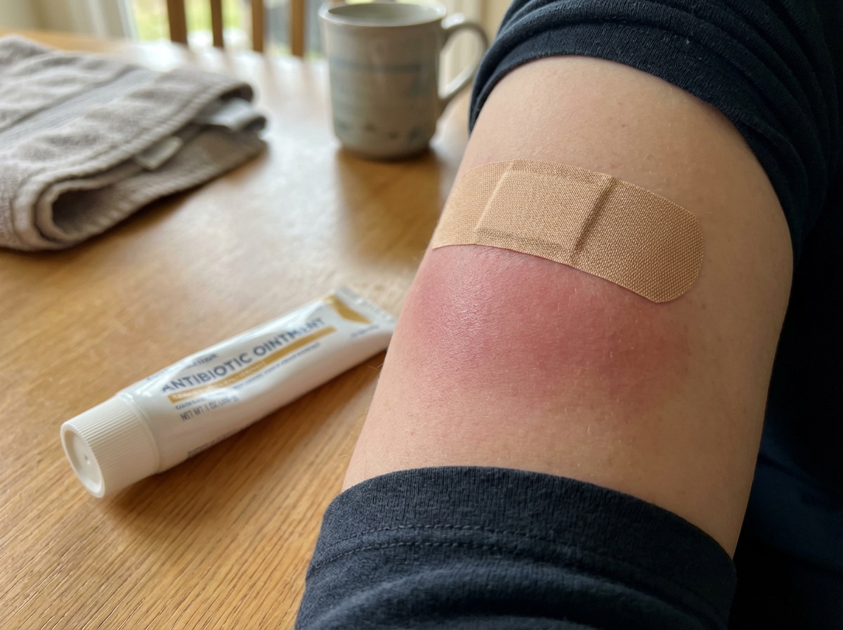 Outdoor worker in extreme West Texas heat showing skin infection risk factors