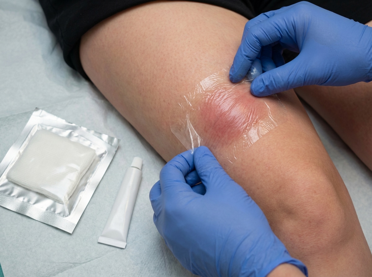 Priority ER physician performing sterile abscess drainage procedure