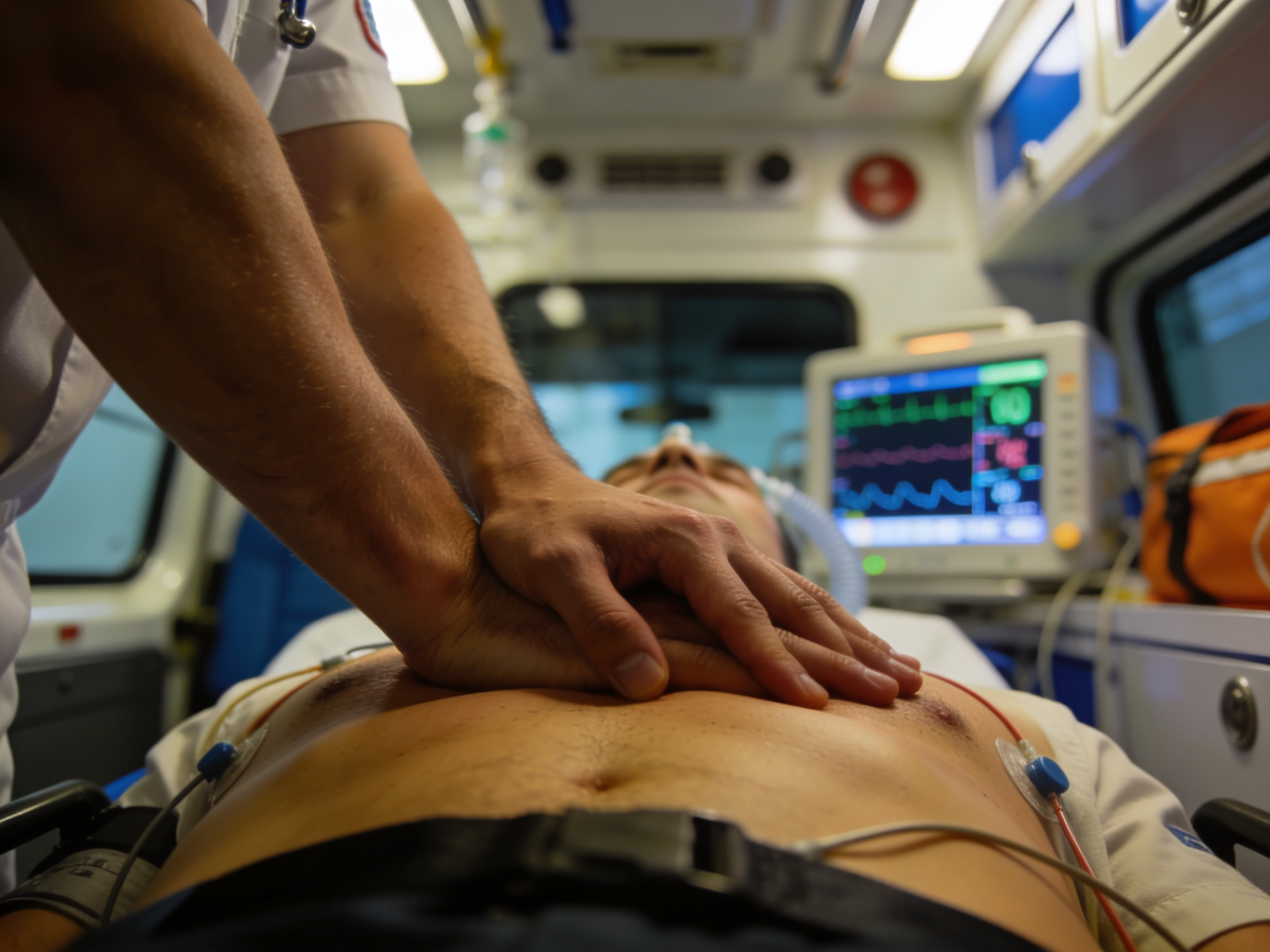 Emergency physician interpreting EKG for heart attack at Priority ER