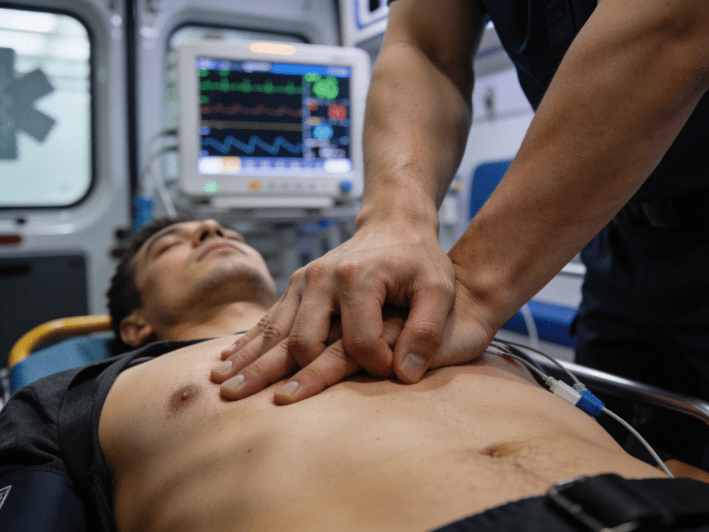 Patient in cardiac rehabilitation after heart attack showing recovery success