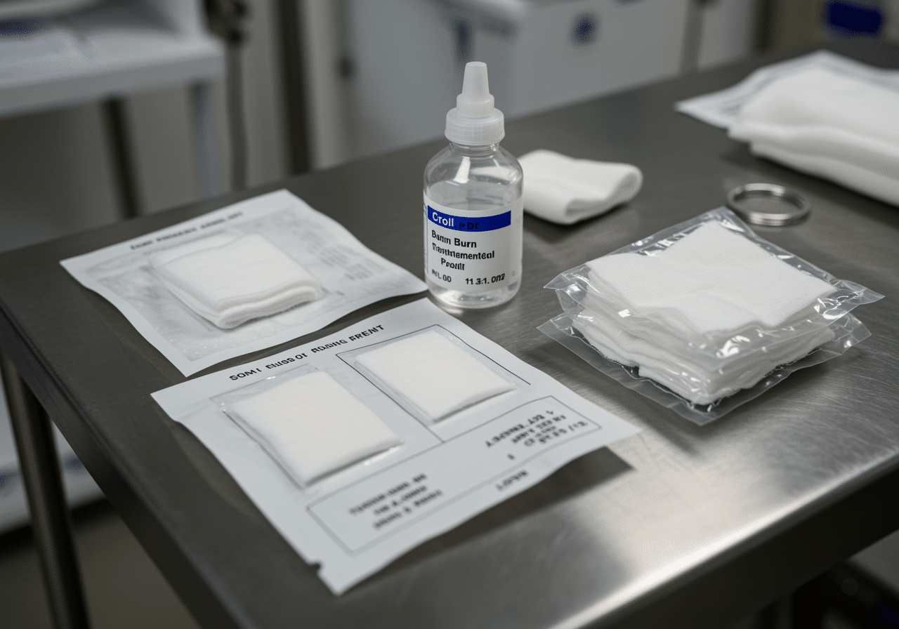 Burn wound healing progression showing proper treatment outcomes