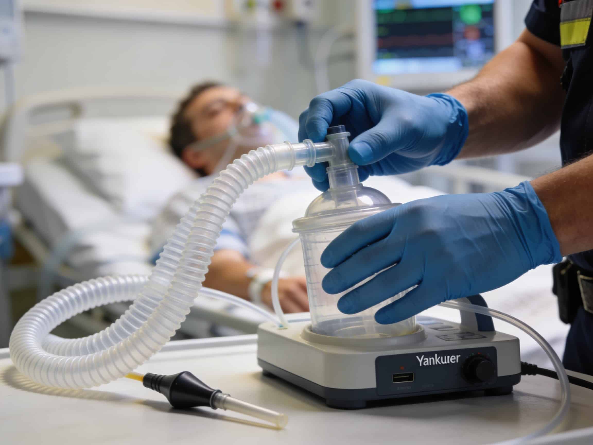 Priority ER medical team performing rapid sequence intubation