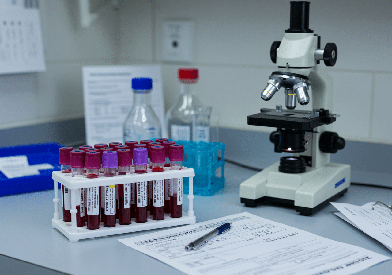 Emergency physician reviewing complete blood count CBC results at Priority ER