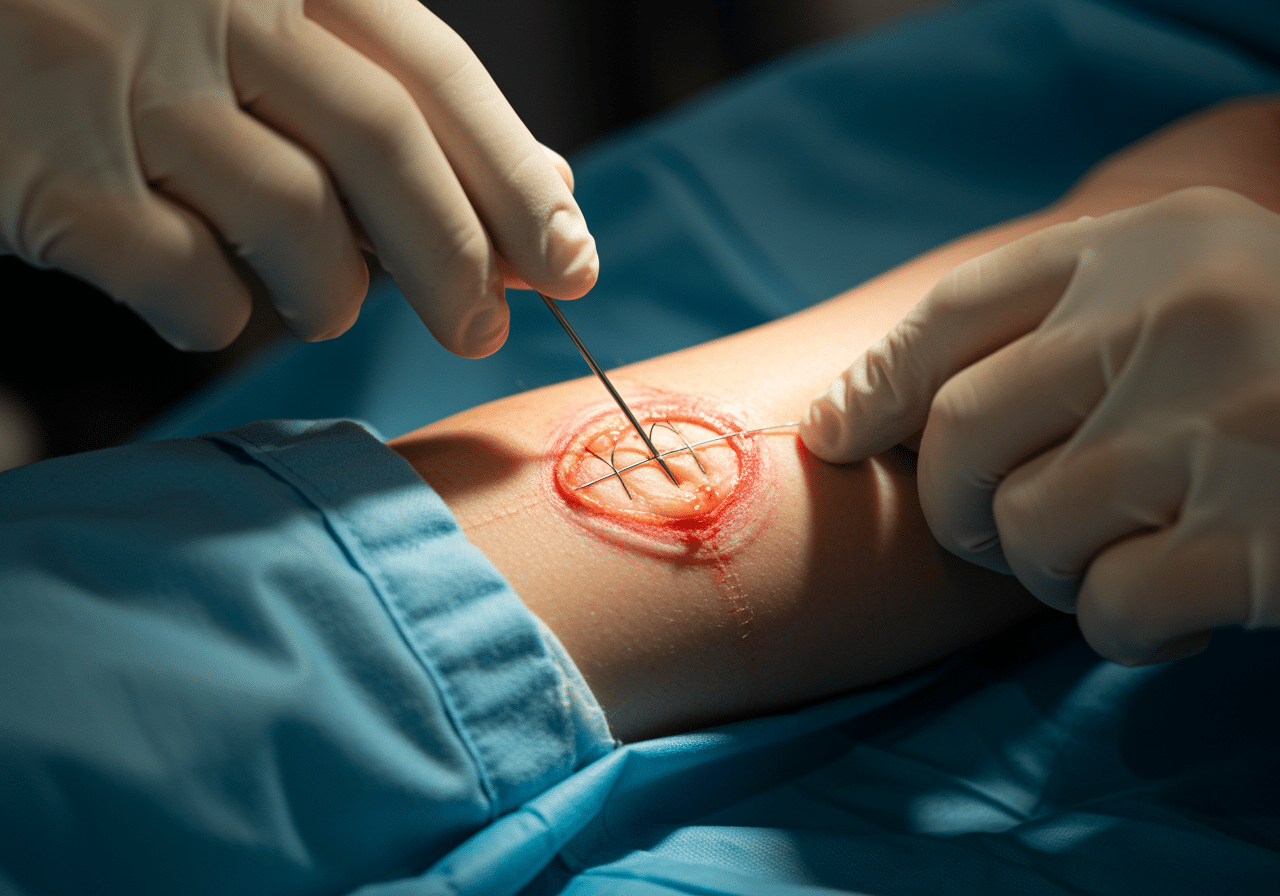 Proper knife handling technique demonstration for laceration prevention