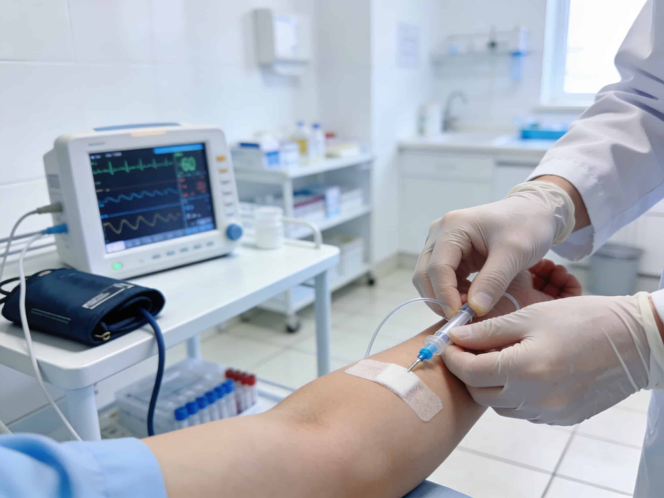 Emergency IV hydration treatment room at Priority ER Odessa with rapid rehydration equipment