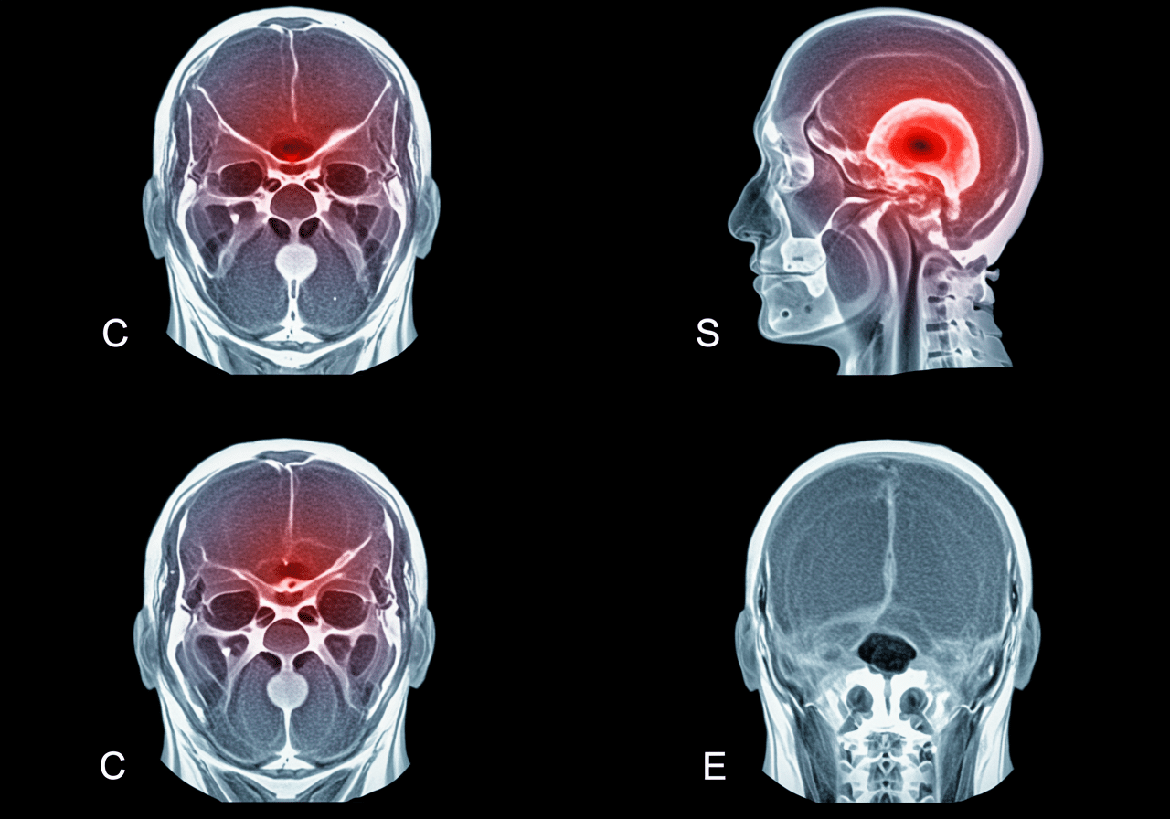 Emergency physician reviewing head CT scan at Priority ER