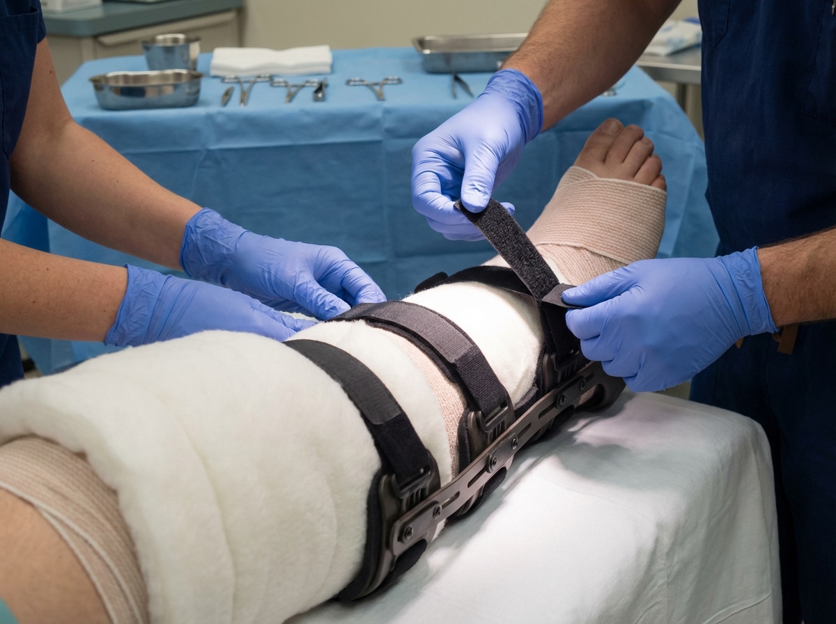 Construction worker wearing fall protection harness preventing fractures