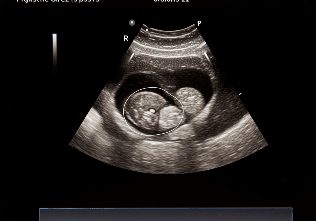 Priority ER gynecological emergency team evaluating patient with ultrasound