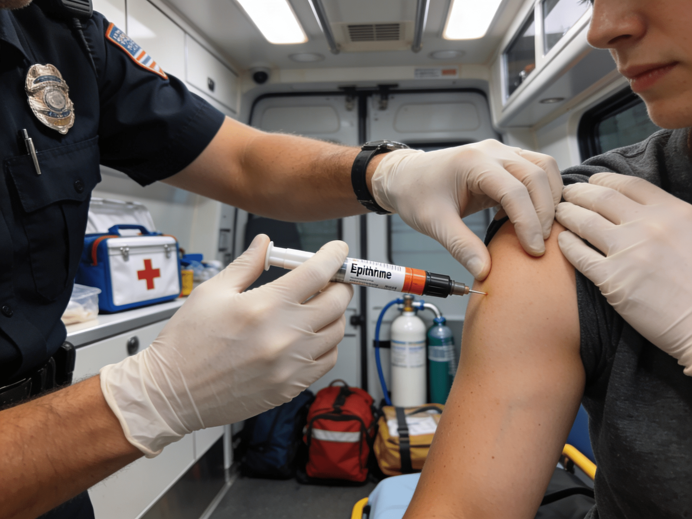 Patient being monitored after anaphylaxis treatment at Priority ER