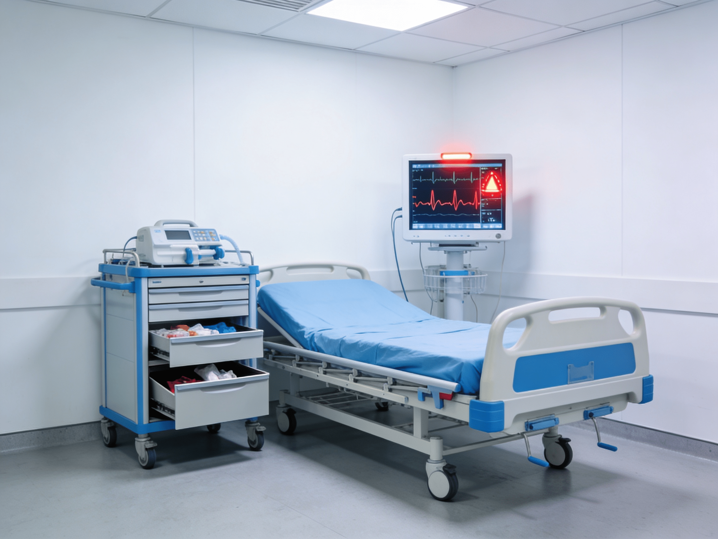 Priority ER medical team performing cardiac syncope evaluation with ECG