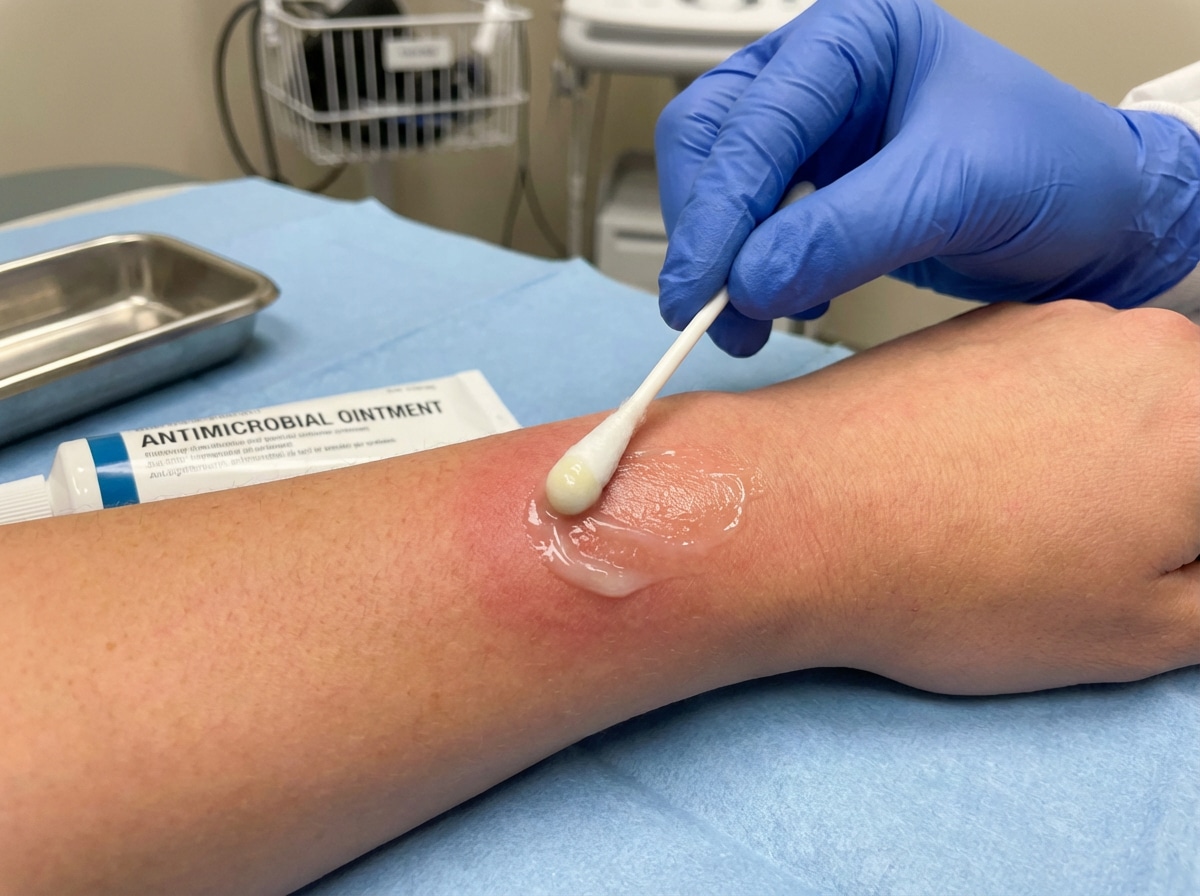 Priority ER physician consulting with burn patient about treatment plan