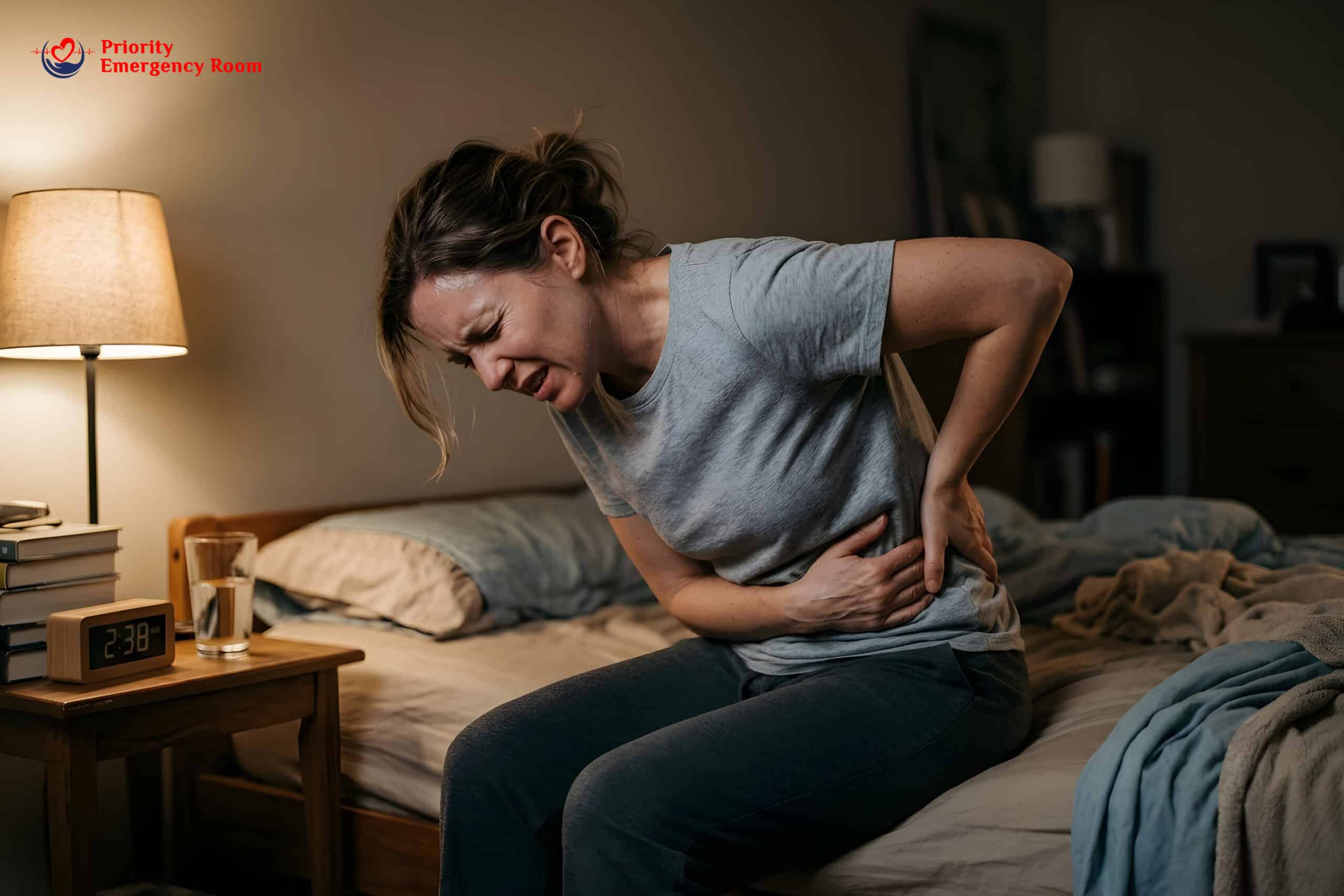 Person experiencing severe kidney stone pain