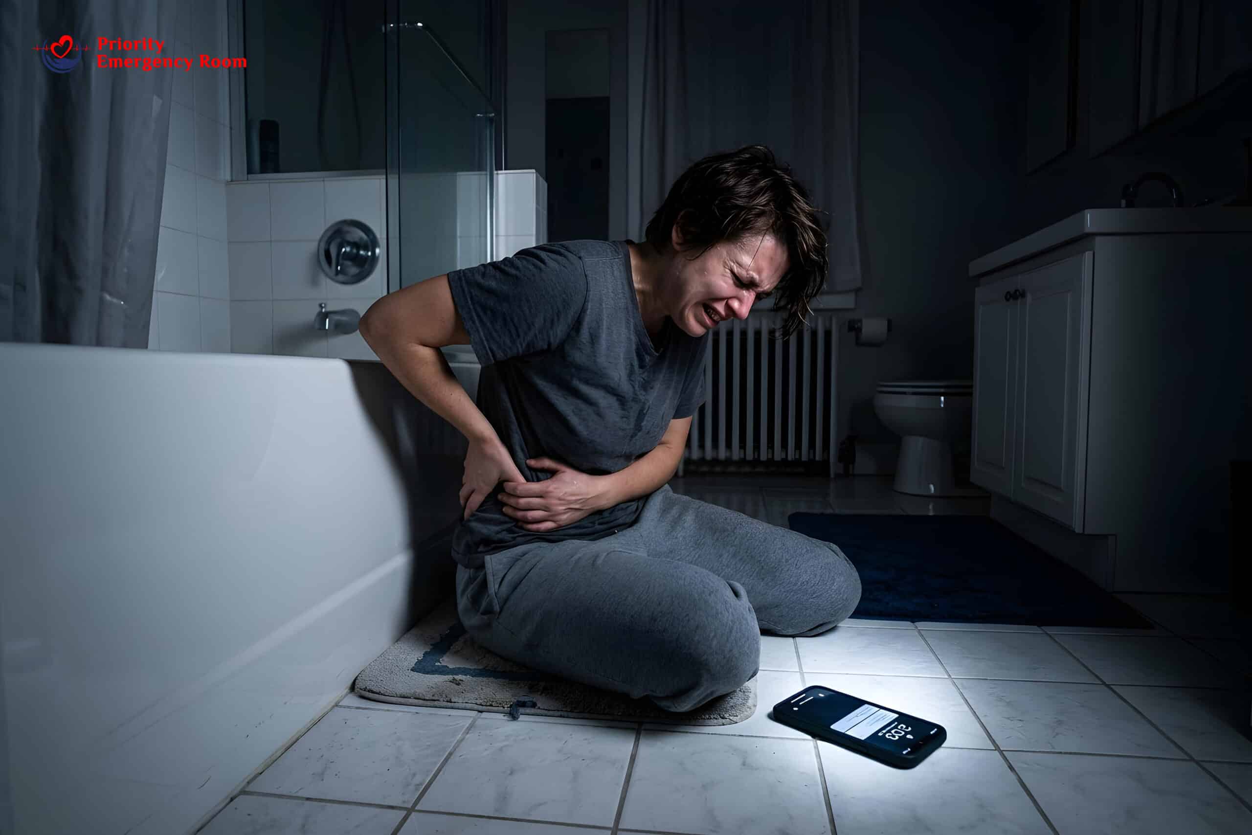 Person experiencing severe kidney stone pain