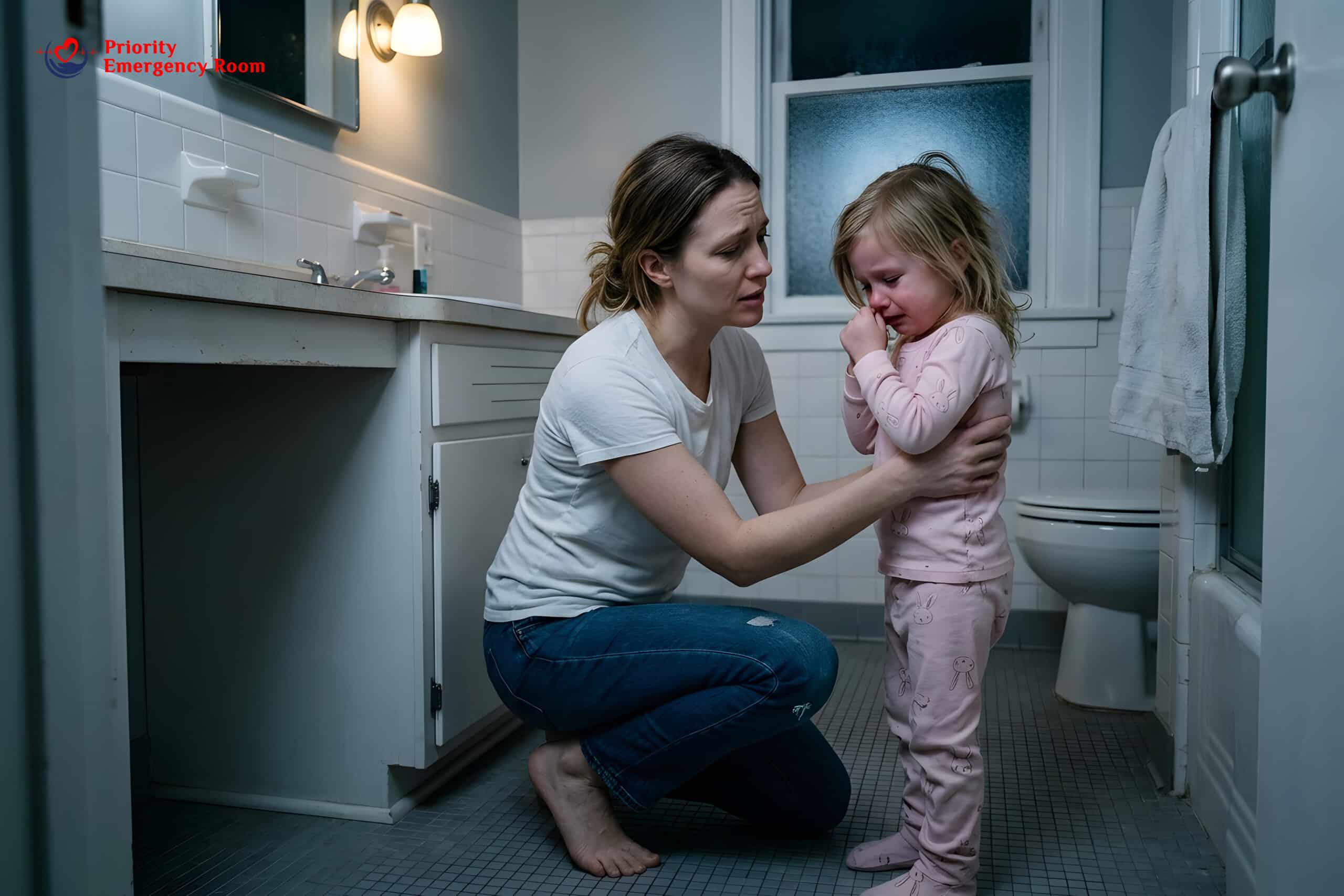 Child with high fever from UTI needing emergency room