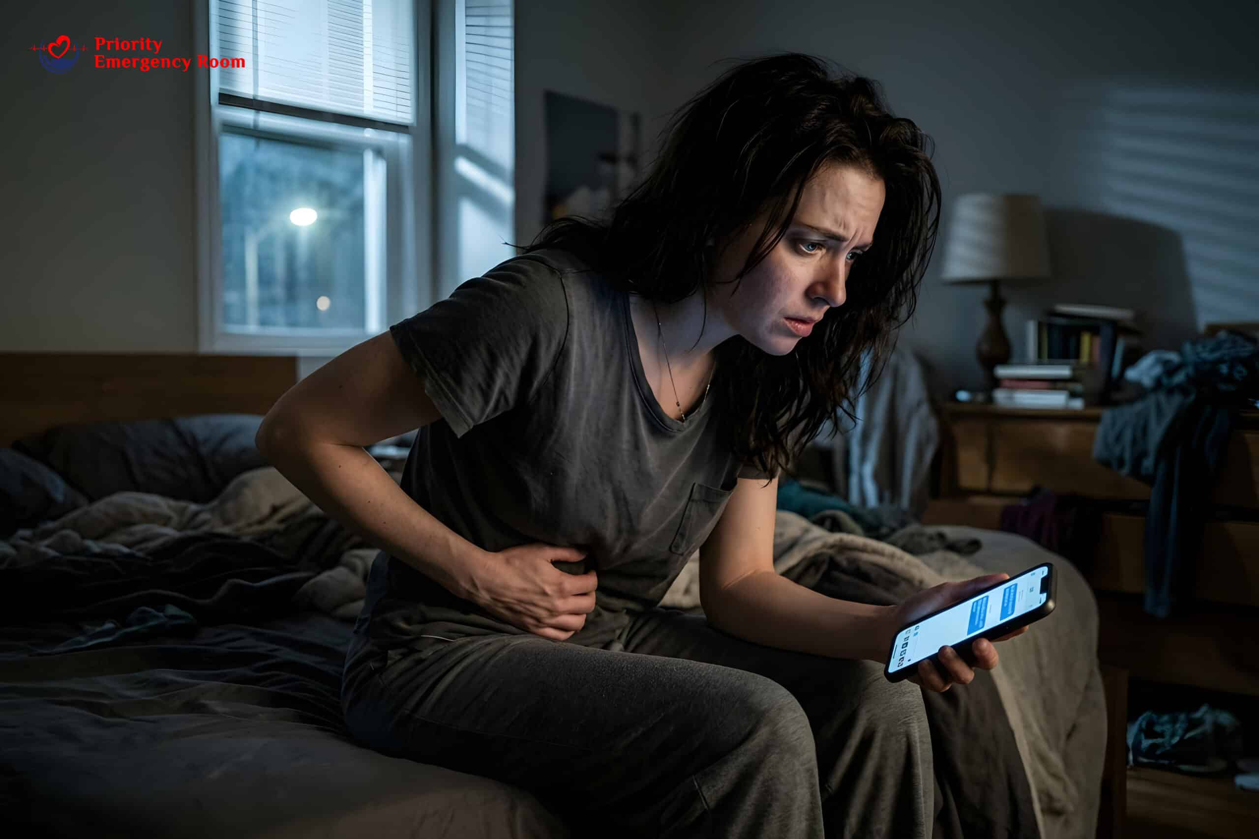 Person experiencing severe kidney stone pain