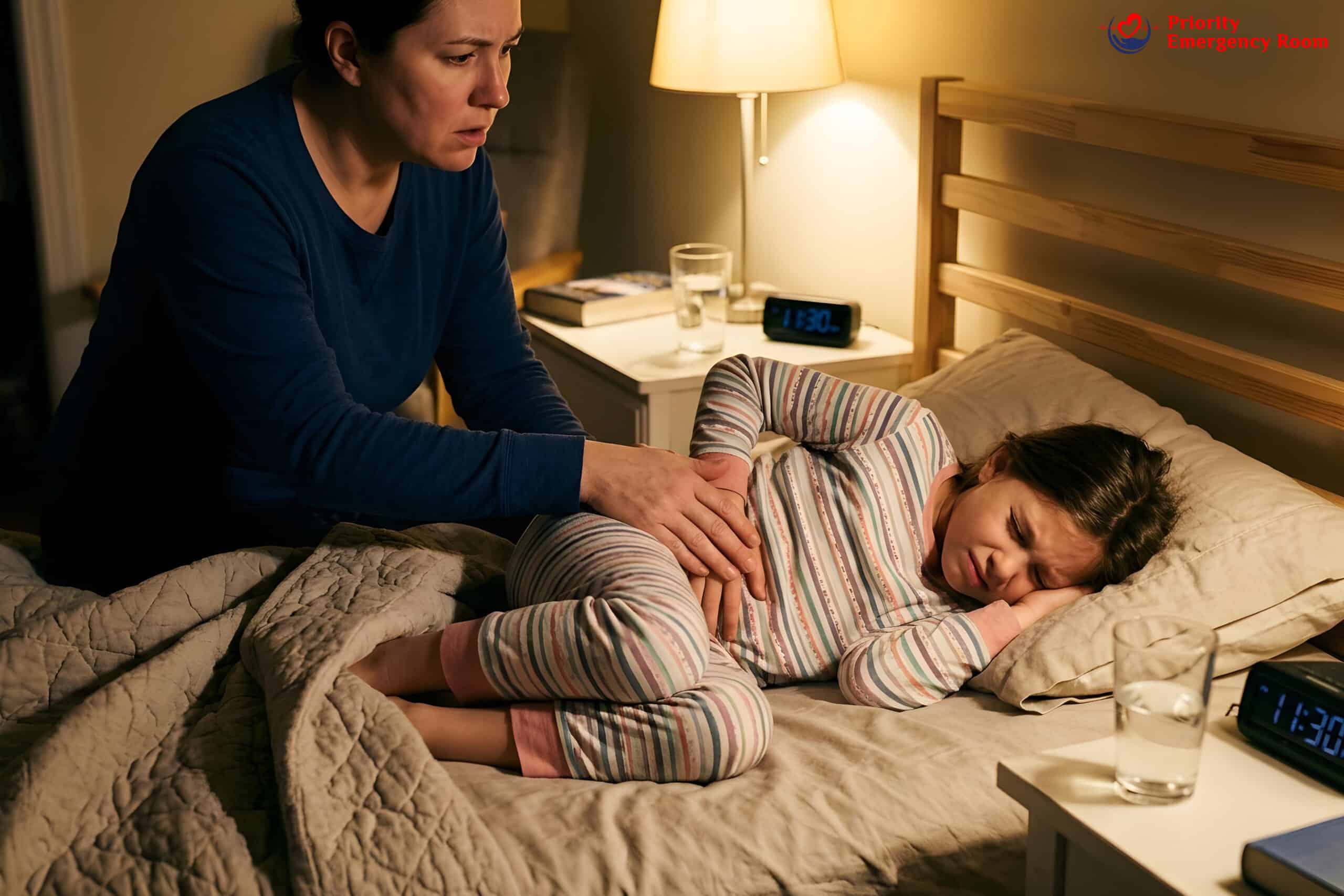 Child with high fever requiring emergency care regardless of insurance