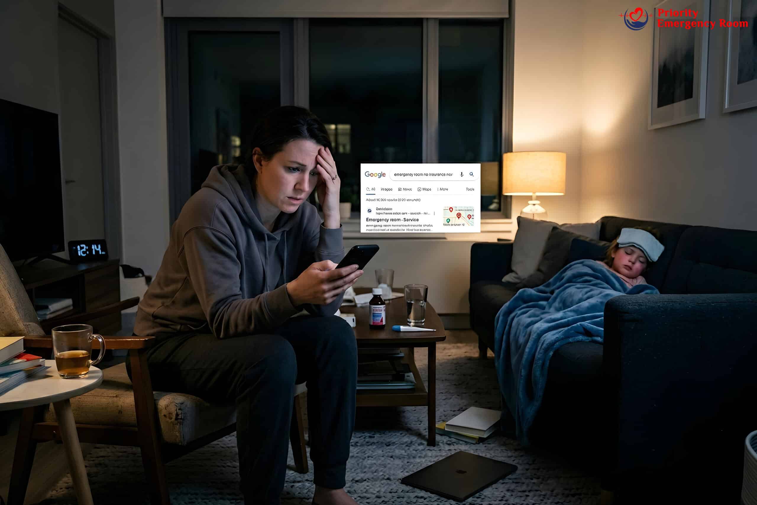 Child with fever - thermometer showing high temperature