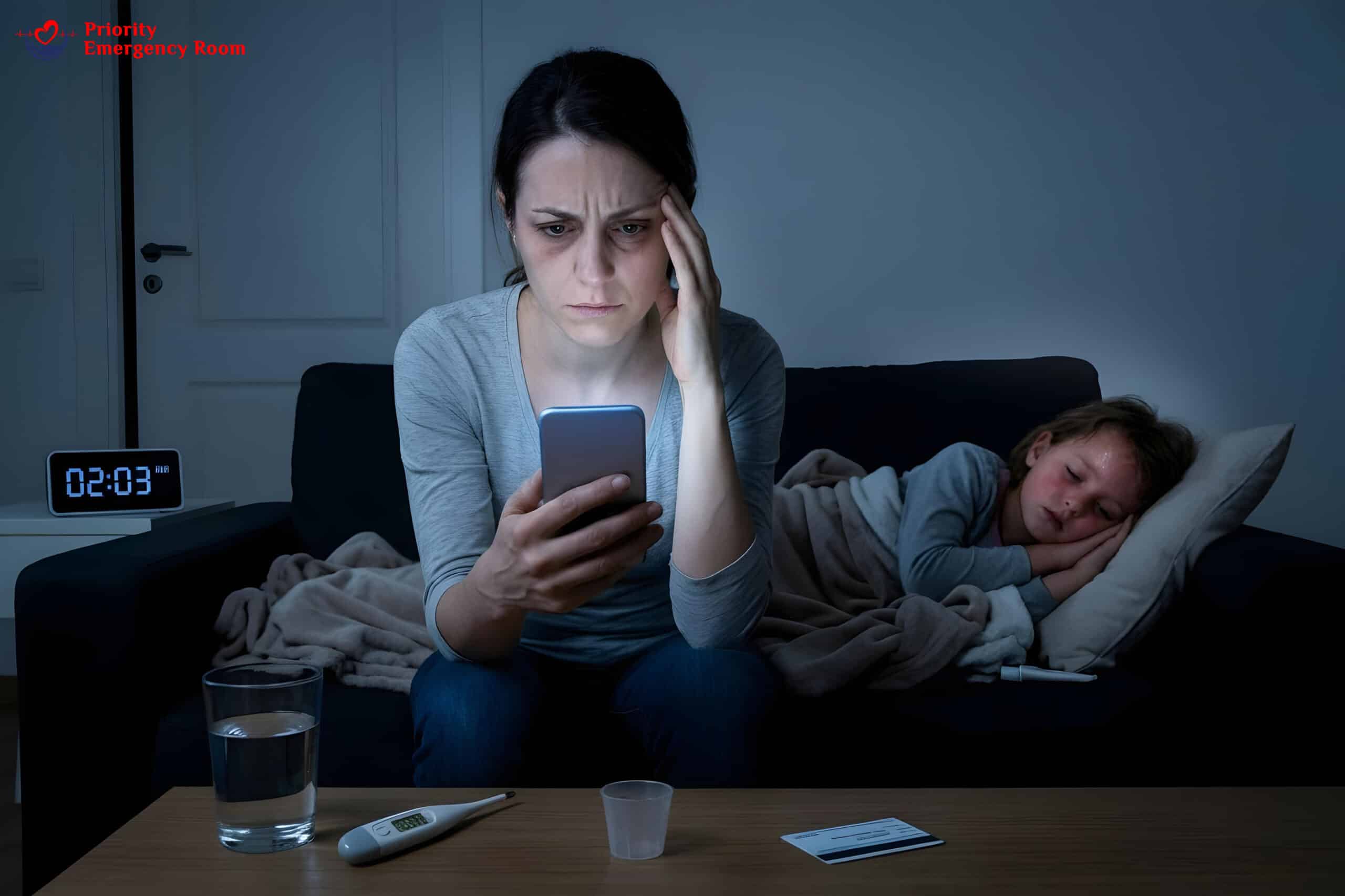 Child with high fever requiring emergency room care