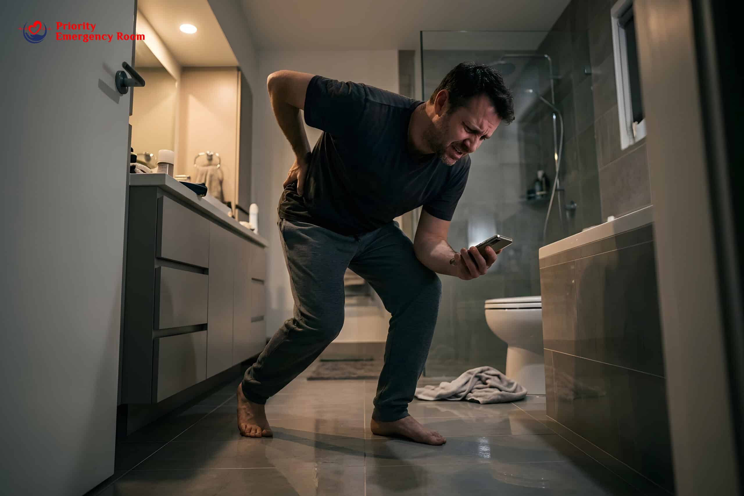 Person experiencing severe kidney stone pain