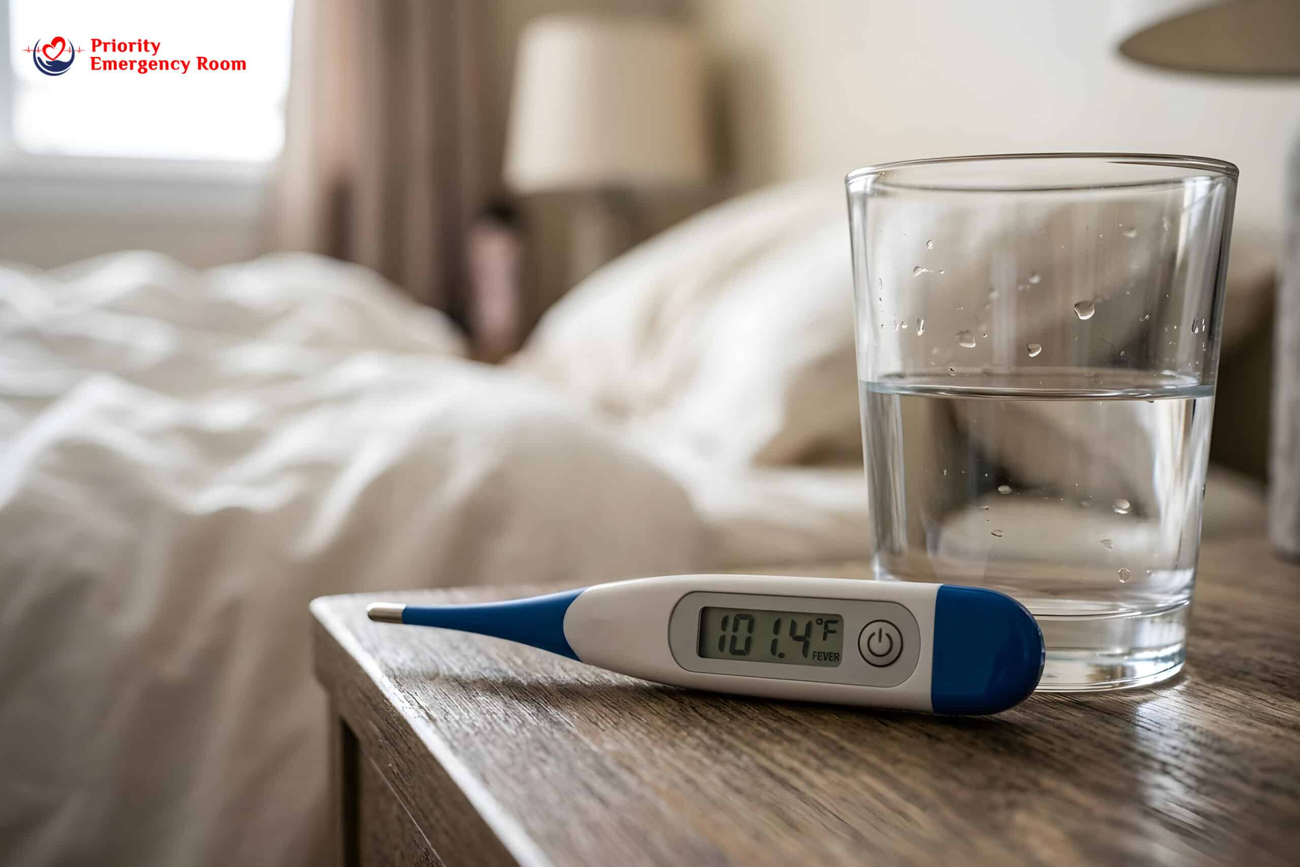 Fever thermometer showing high temperature