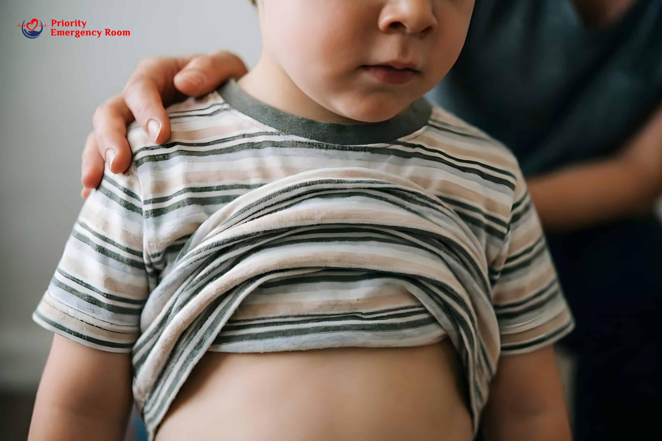 Child with fever - thermometer showing high temperature