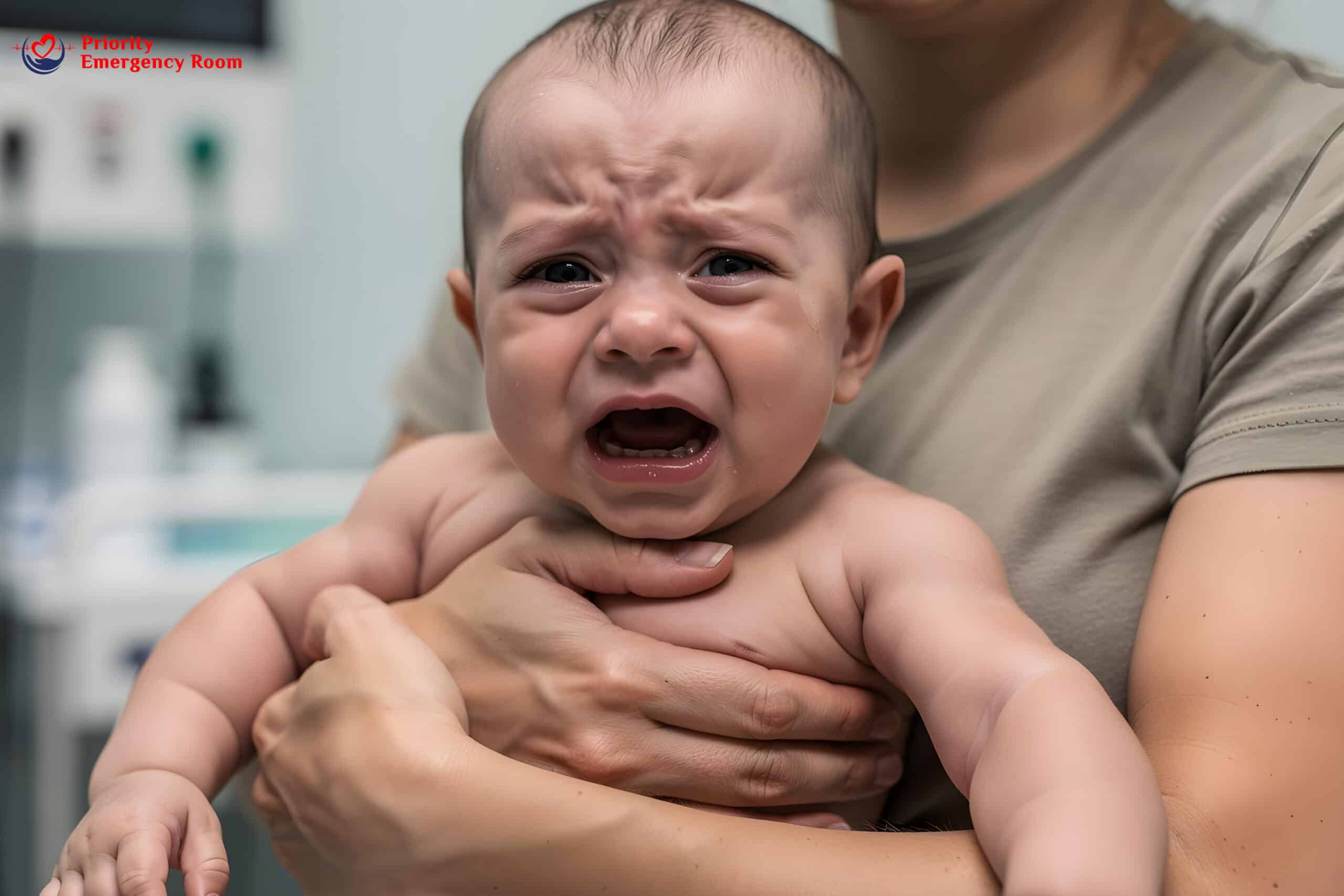 Child with high fever and dehydration needing emergency care