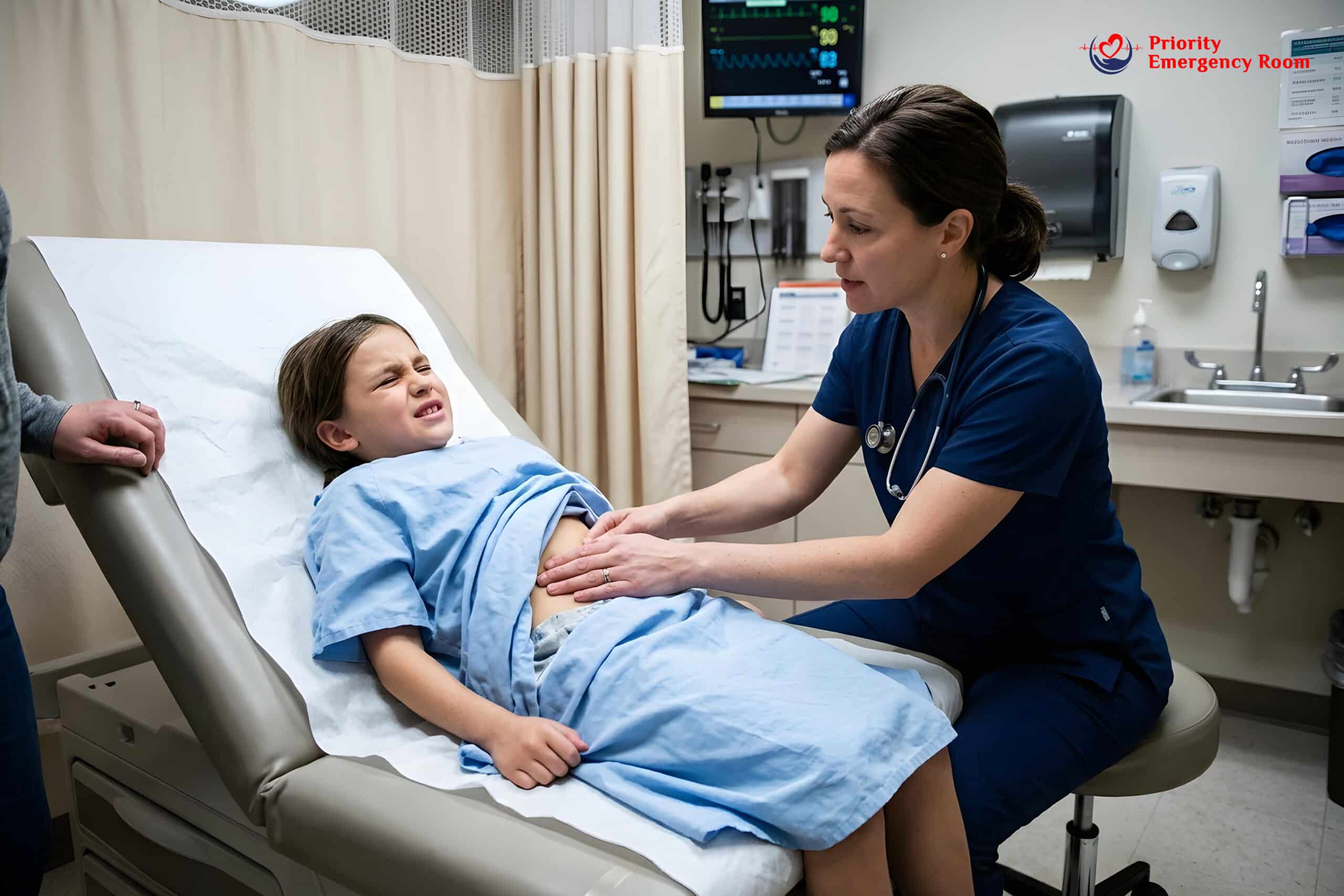 Child with fever - thermometer showing high temperature