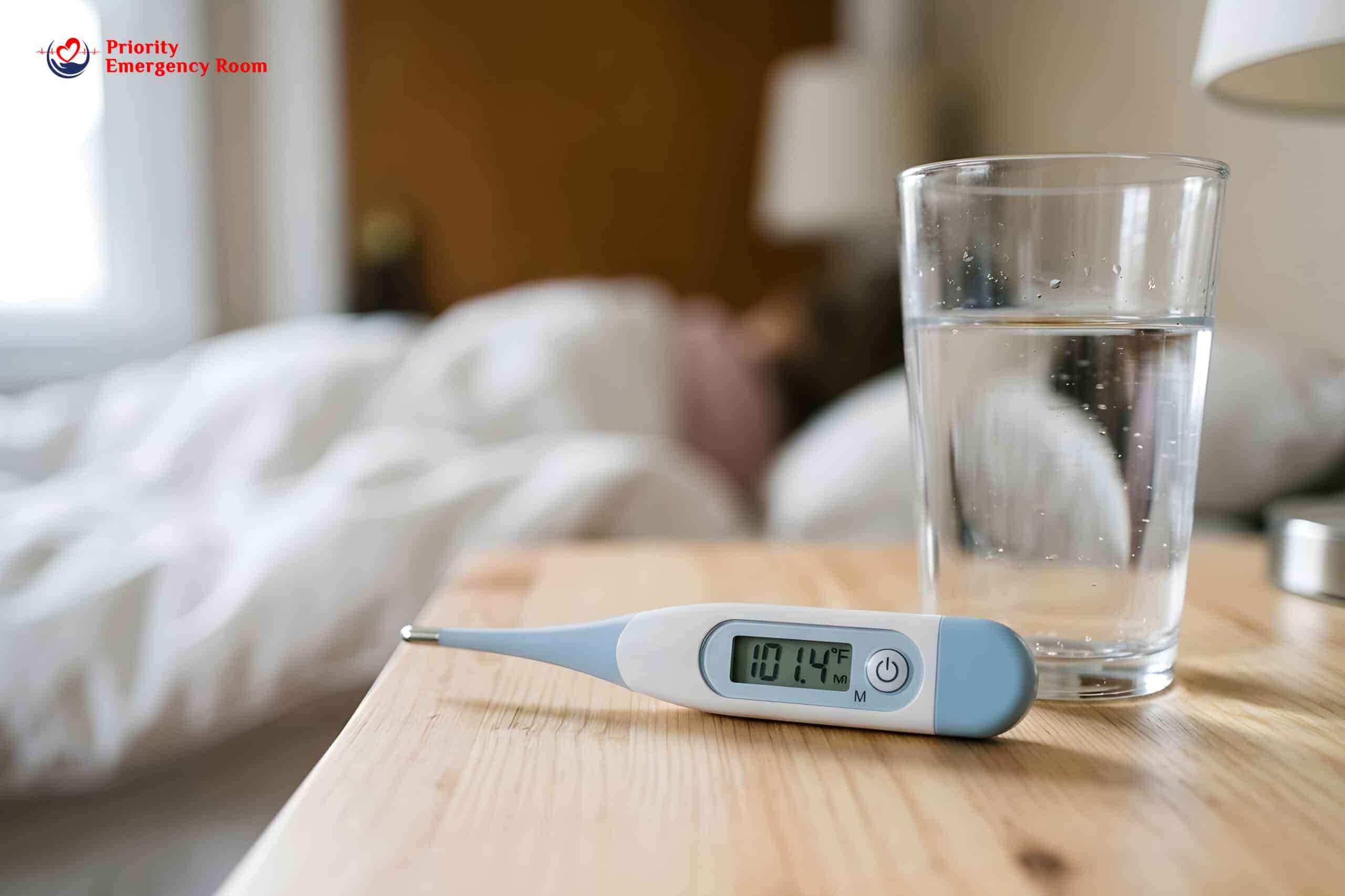 Fever thermometer showing high temperature