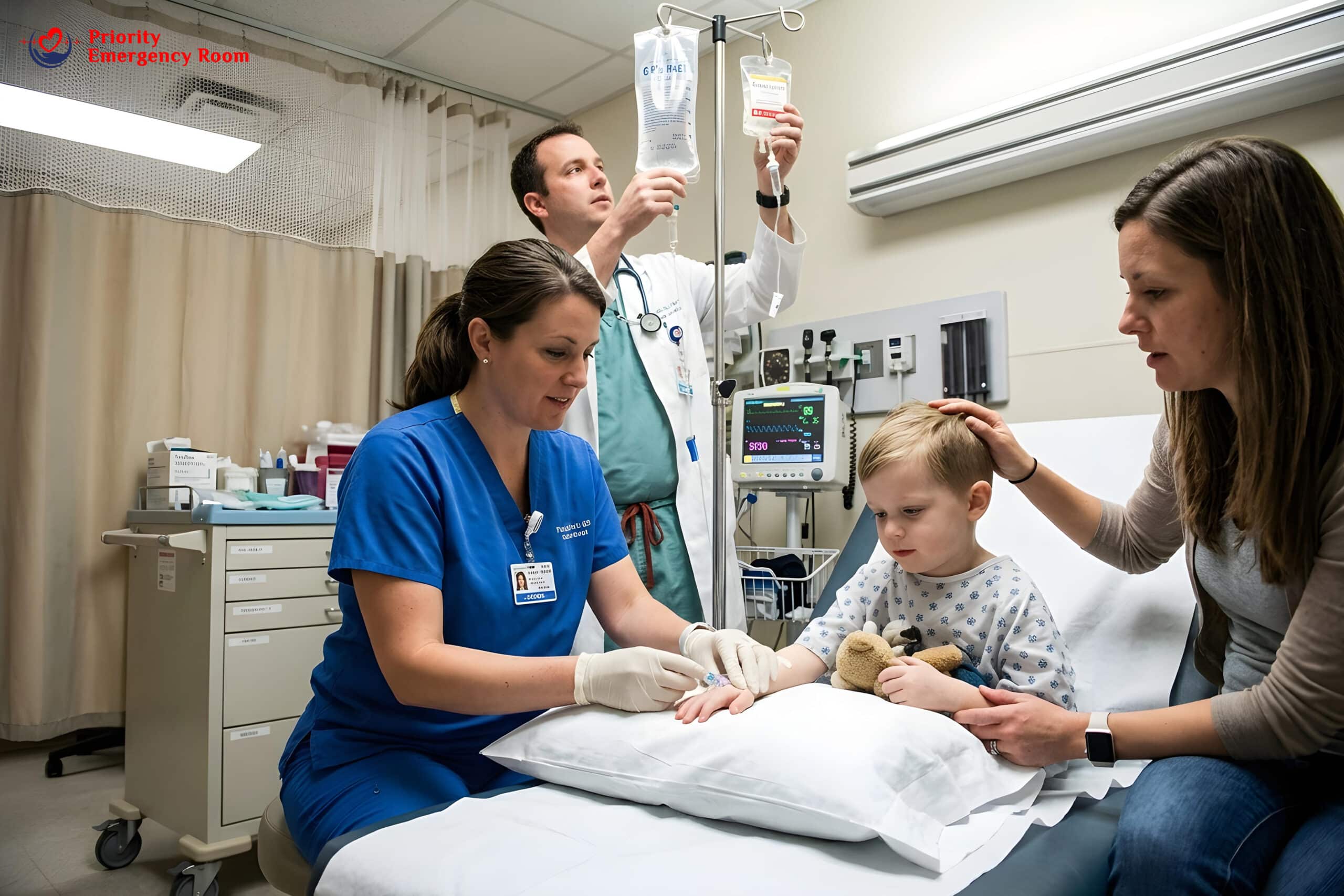 Child with fever - thermometer showing high temperature