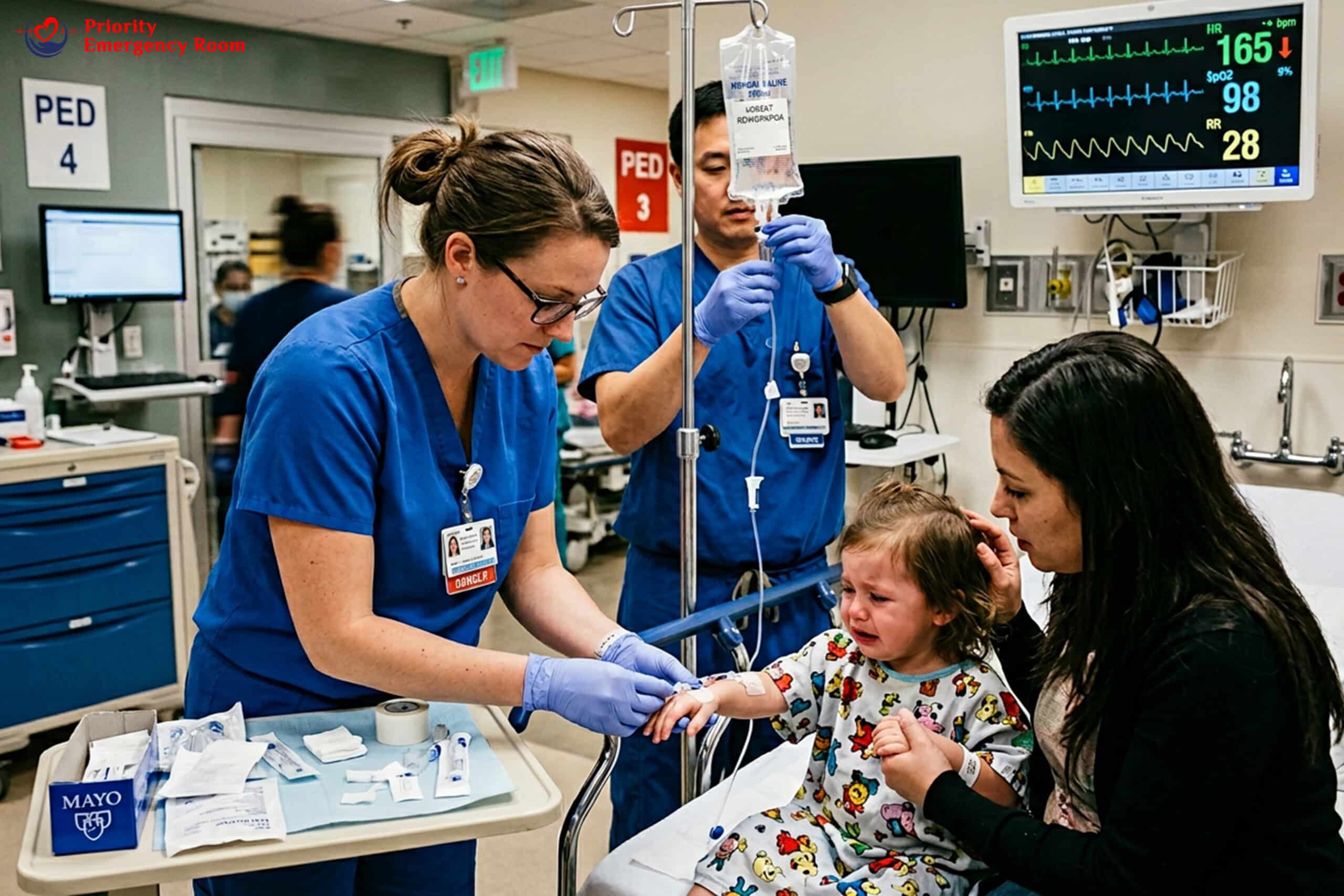 Child with sunken eyes from dehydration