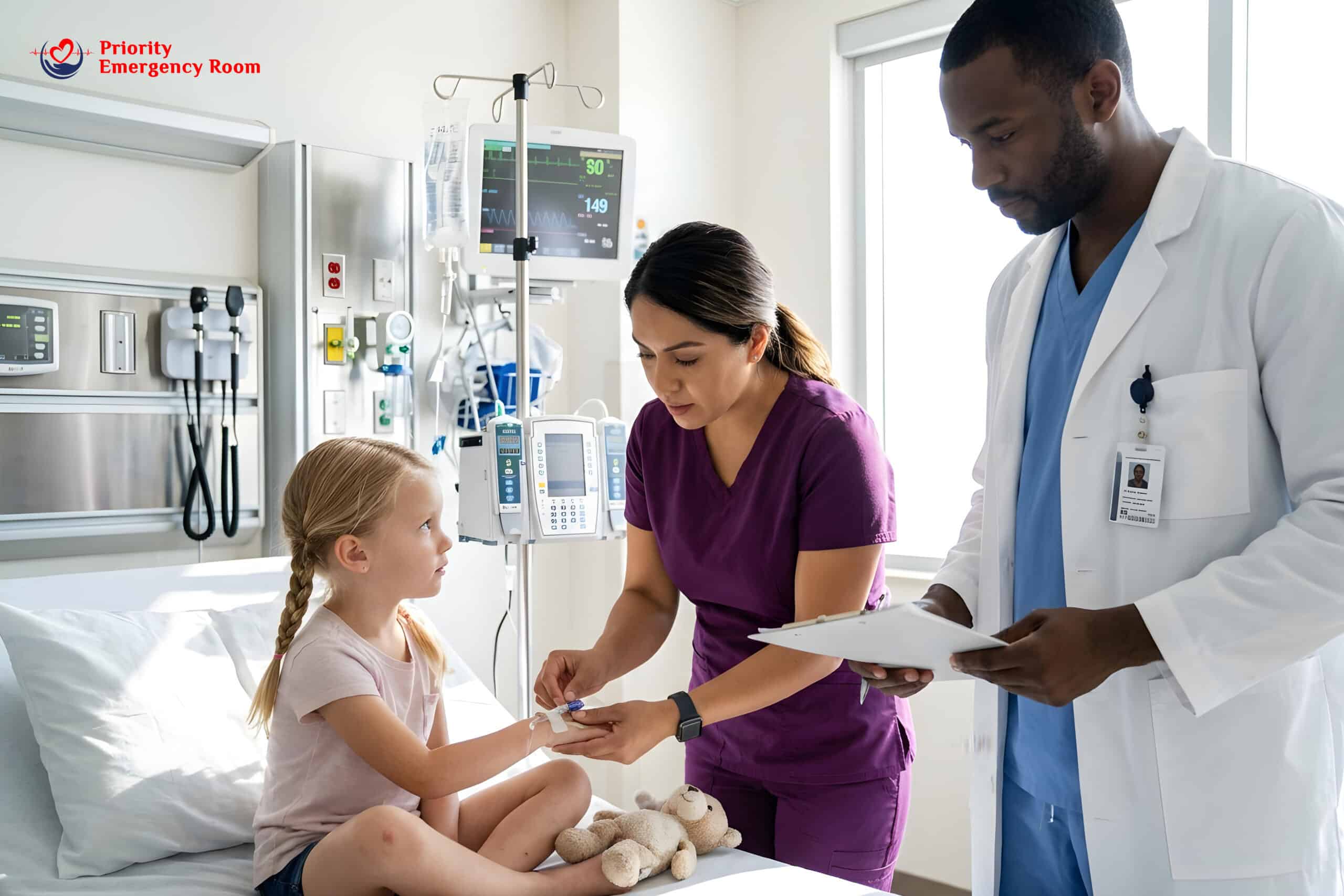 Child with severe pain and vomiting needing IV medication