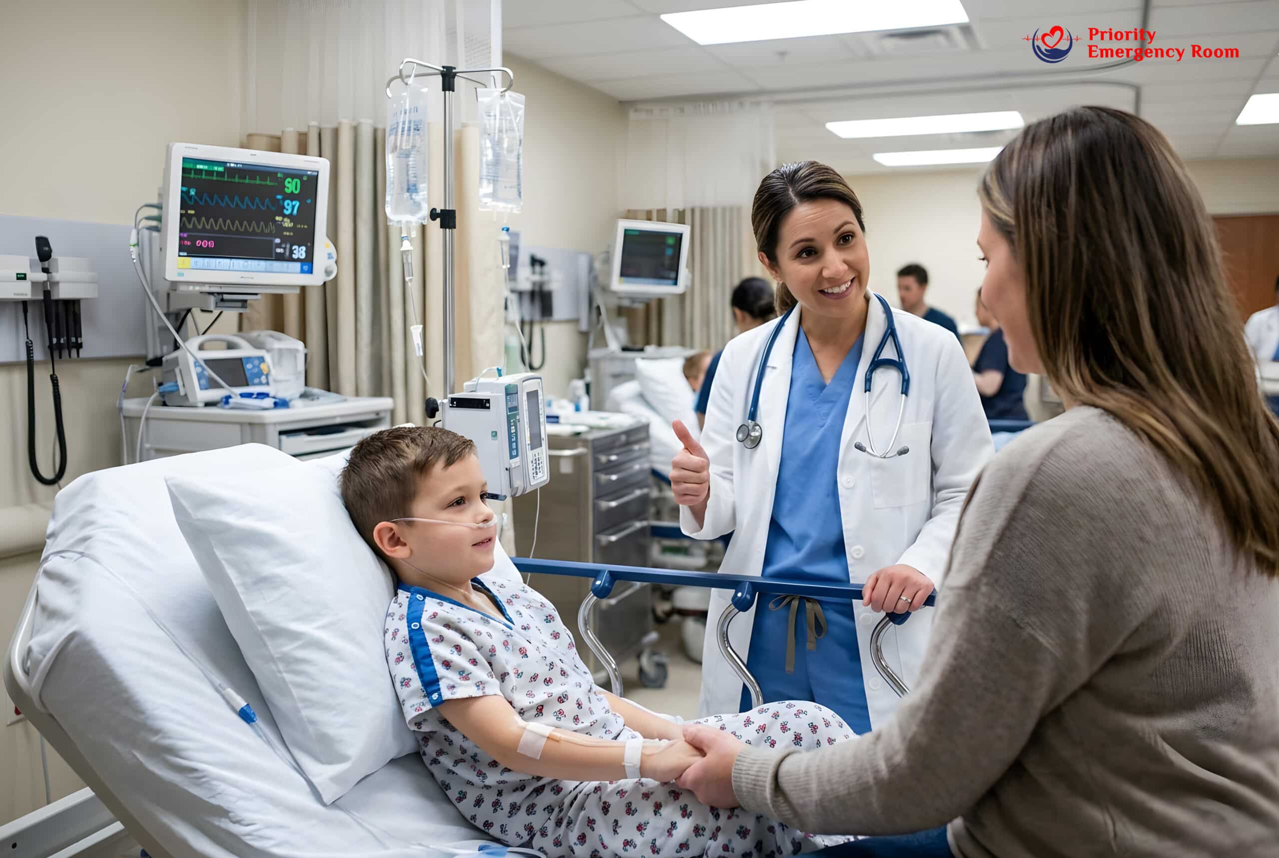 Child being monitored for febrile seizure from pneumonia fever
