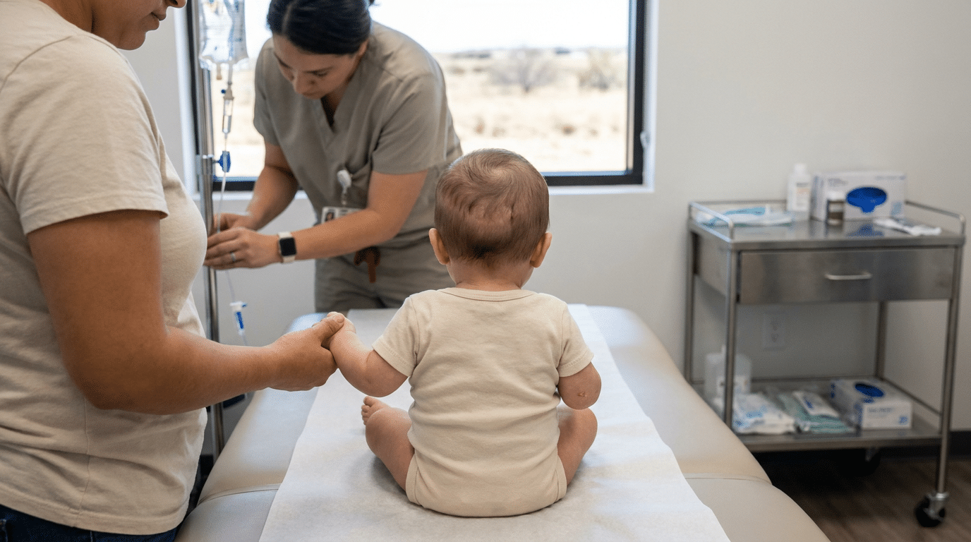 Severely dehydrated child needing IV hydration