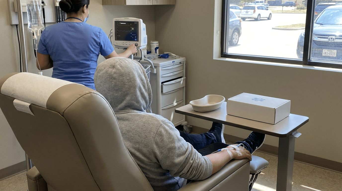 Child with persistent vomiting needing IV fluids