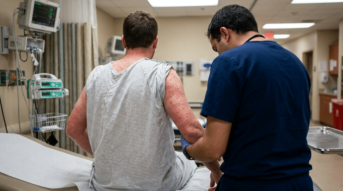 Difficulty breathing from anaphylaxis allergic reaction