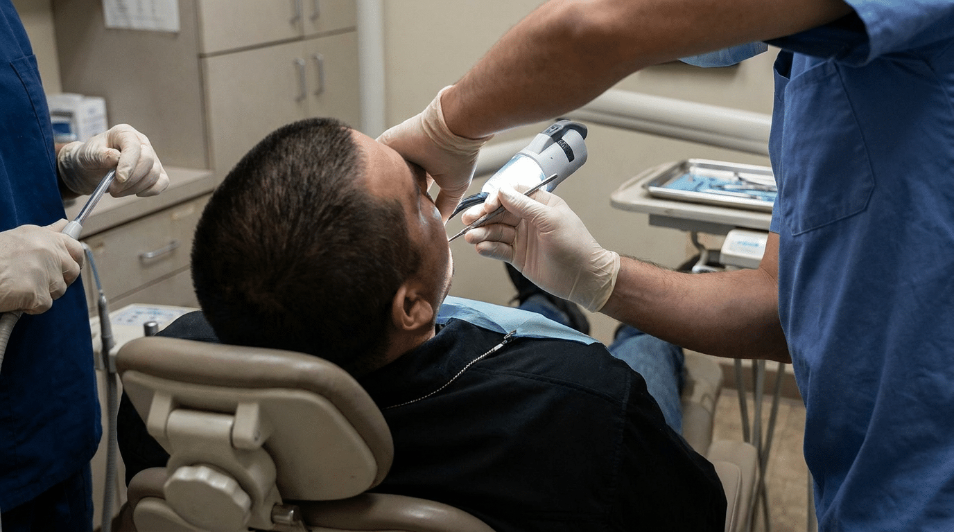 Spreading facial swelling from dental abscess