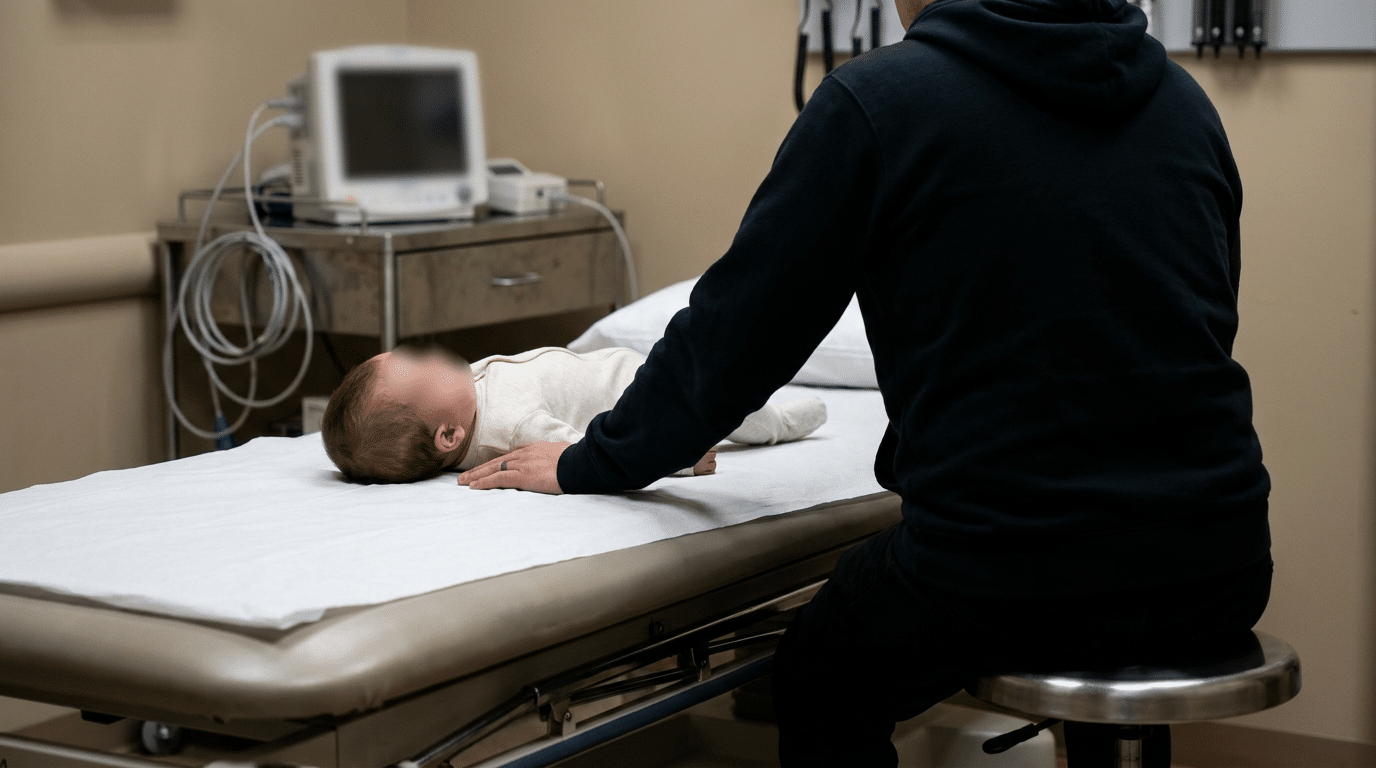 Child with high fever - thermometer showing dangerous temperature