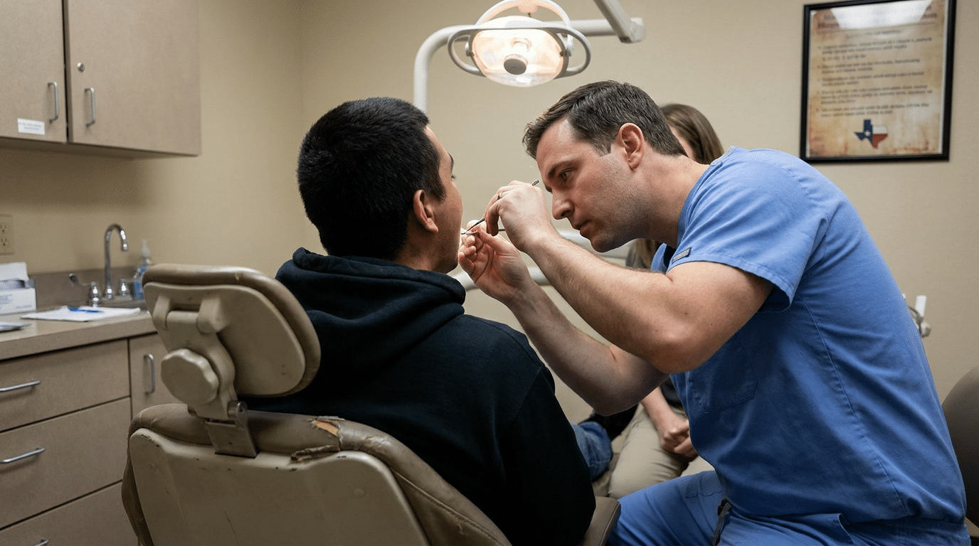 Dental trauma examination after facial injury