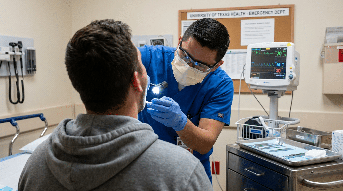 Dental trauma examination after facial injury