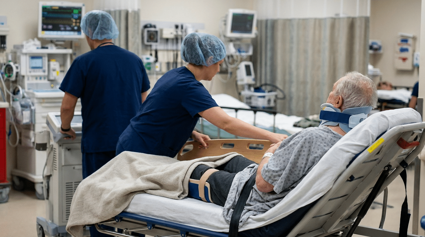 Spine or hip injury suspected