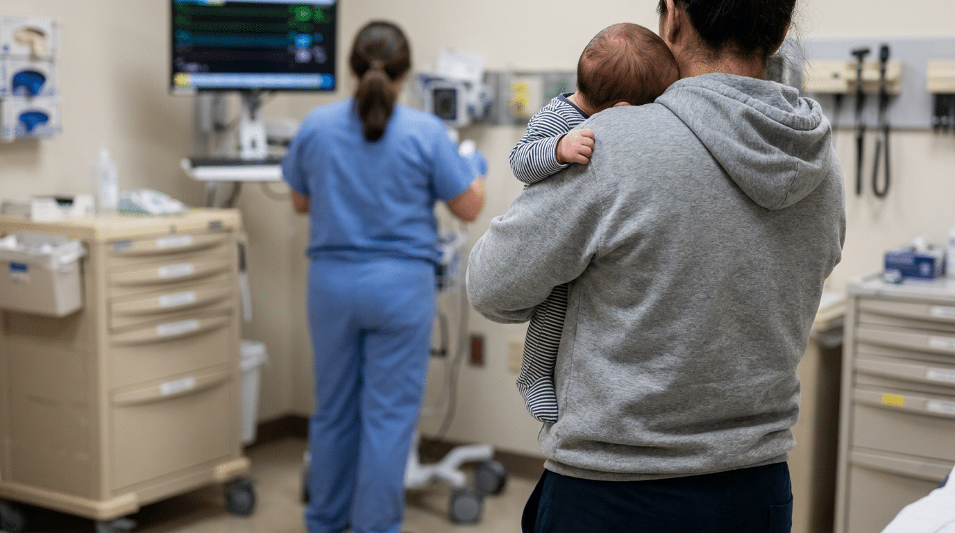 Child with high fever - thermometer showing dangerous temperature