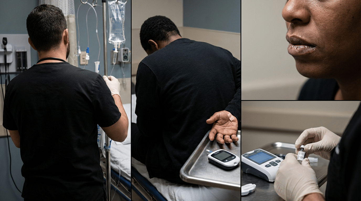 Severe dehydration requiring electrolyte testing
