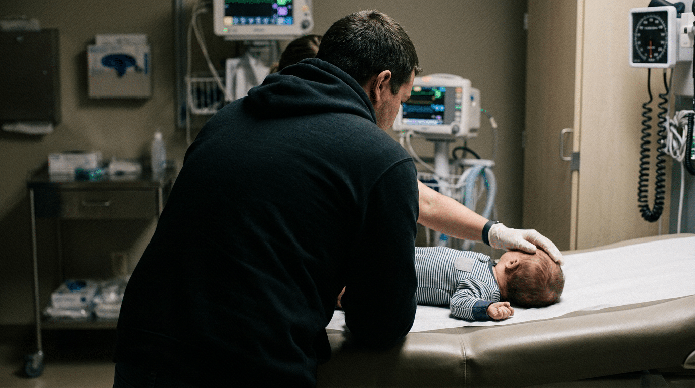 Child with high fever - thermometer showing dangerous temperature