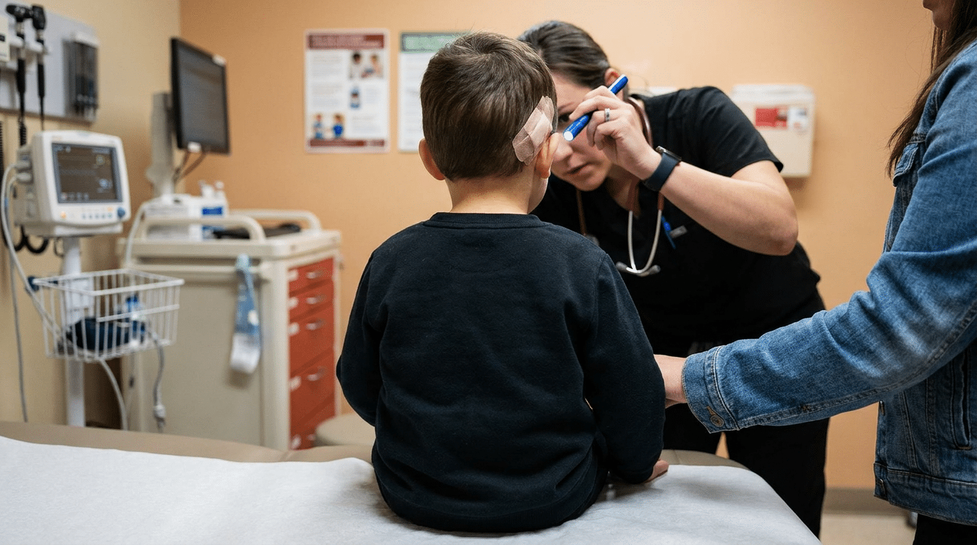 Child with high fever - thermometer showing dangerous temperature