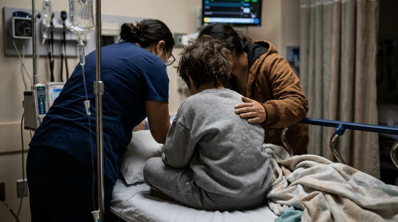 Lethargic child with pneumonia needing emergency care